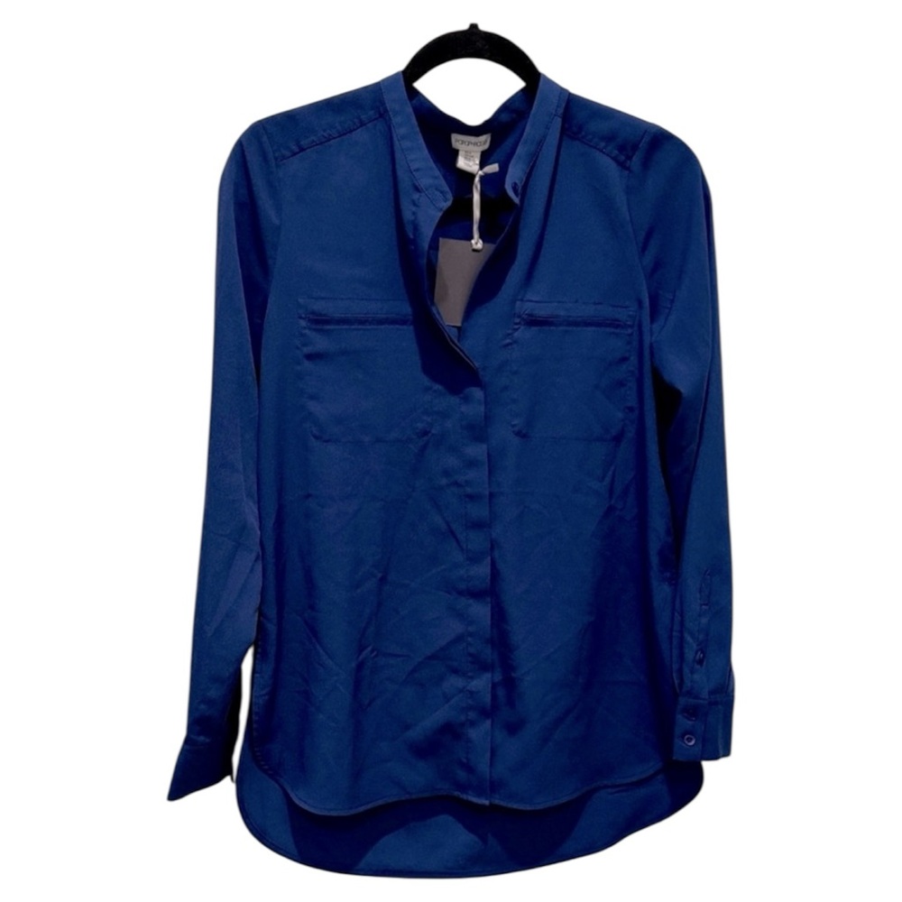 Paraphrase Royal Blue Long Sleeve Button-Up Blouse Women’s Small